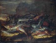 Giuseppe Recco Still-life with fish. Spain oil painting artist